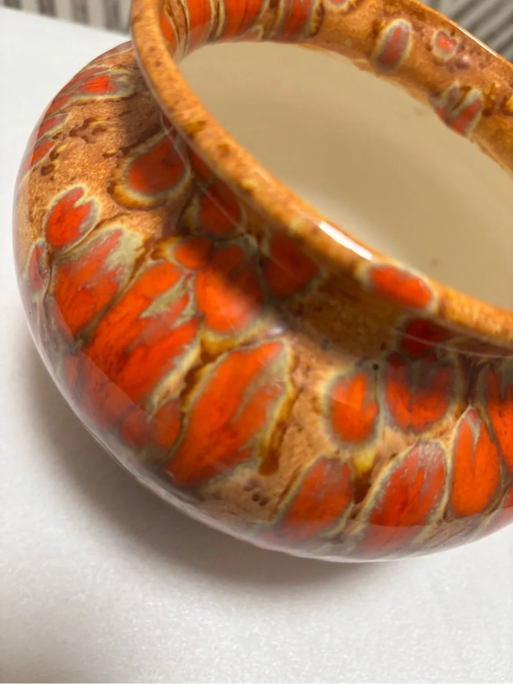 Mid century modern ceramic drip glazed vase planter